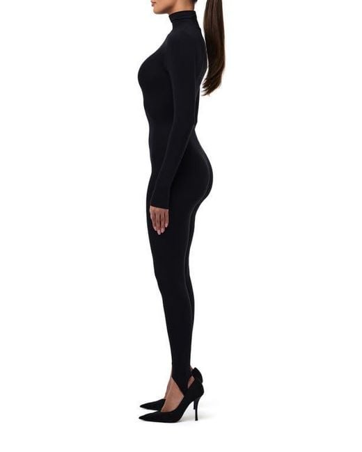 Naked Wardrobe Black Long Sleeve Stirrup Jumpsuit