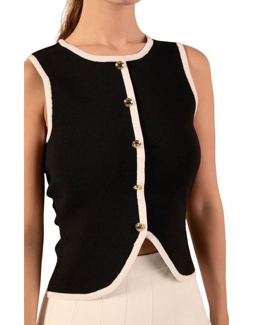 Endless Rose Black Contrast Knit Vest