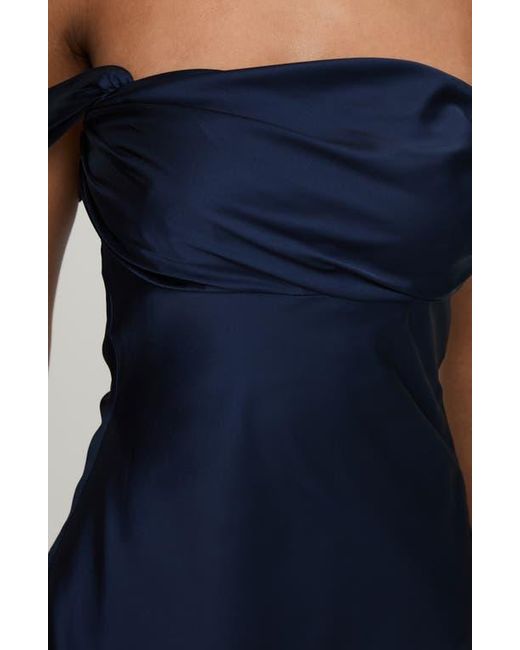 zabbarra off the shoulder mini dress navy Zabbarra Off the Shoulder Satin Minidress (Women)