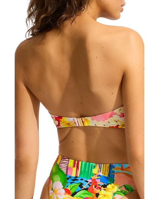 Seafolly Black Print Bandeau Bikini Top