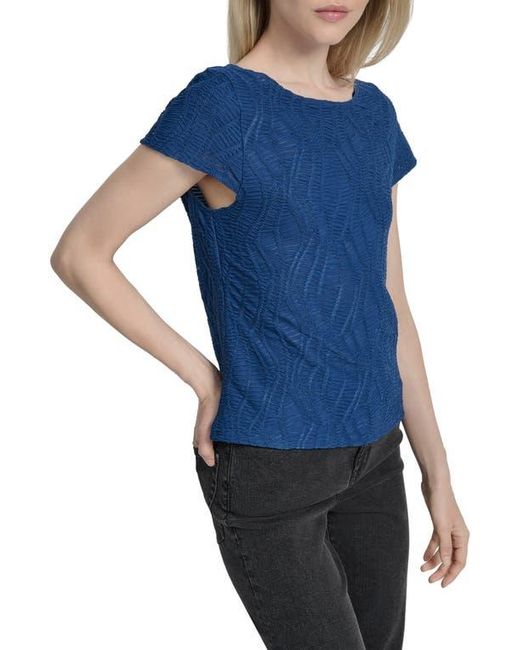 DKNY Blue Texture Knit Top
