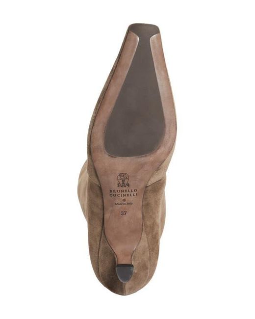 Brunello Cucinelli Brown City Kitten Heel Boot