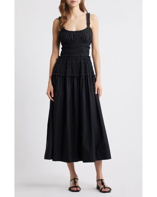 doen dress black Doen Isolde Broderie Anglaise Puff Sleeve Midi Dress Black Size Extra –  Celebrity Owned main image 1
