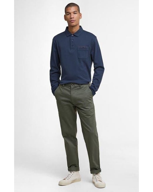 Barbour Blue Corpatch Long Sleeve Polo for men