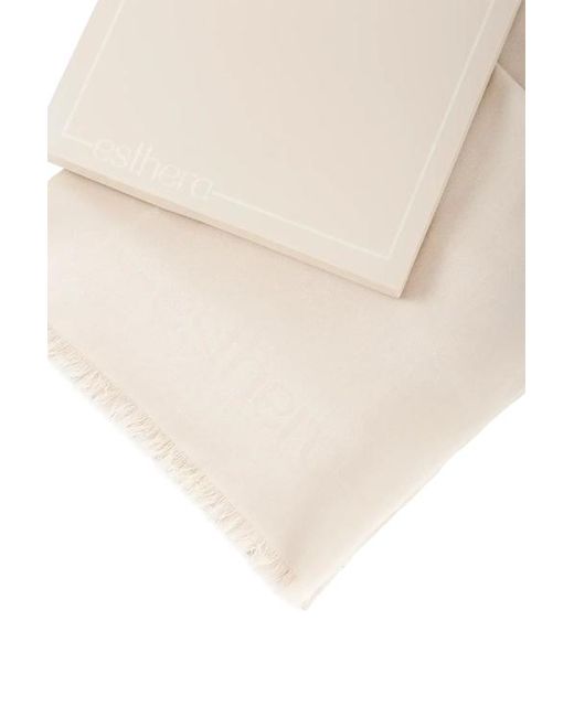 Esterah Natural Wool Logo Scarf