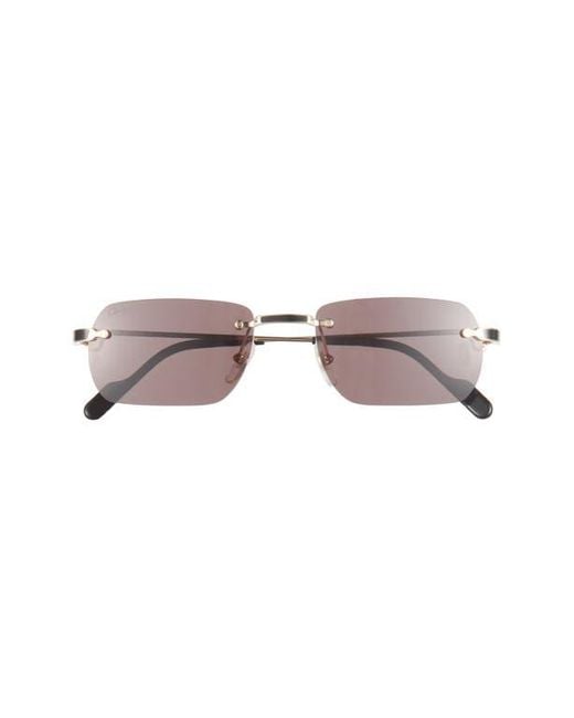 Cartier Brown 55Mm Rimless Oval Sunglasses for men