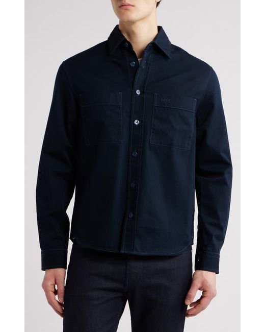 Boss Blue Owen Relaxed Fit Button-Up Overshirt for men
