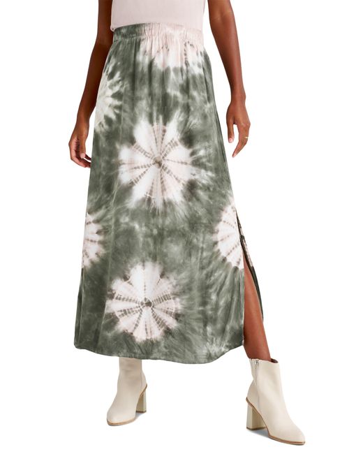 Splendid Green Ula Side Slit Maxi Skirt
