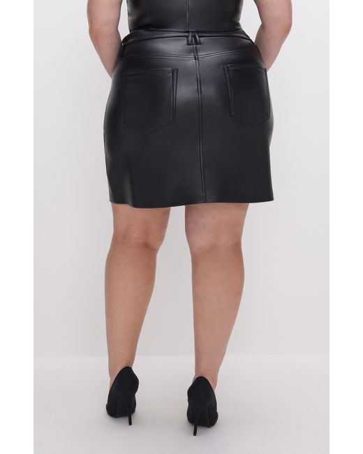 GOOD AMERICAN Gray Faux Leather Miniskirt