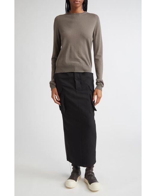 Rick Owens Black Firbanks Virgin Wool Twill Cargo Skirt
