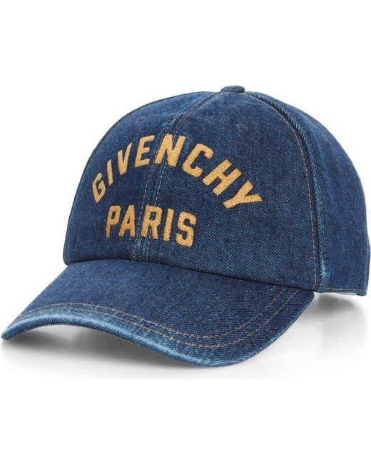Givenchy Blue Logo Embroidered Denim Adjustable Baseball Cap for men