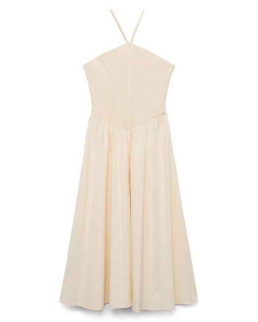Mango Natural Smocked Sleeveless Midi Dress