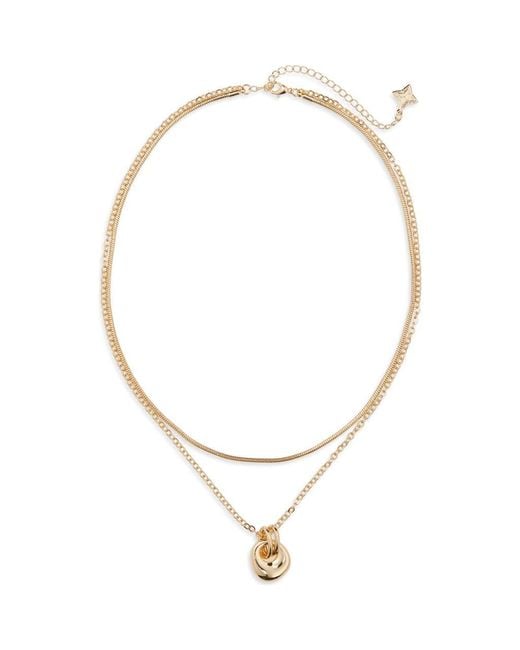 Panacea Metallic Layered Doorknocker Pendant Necklace