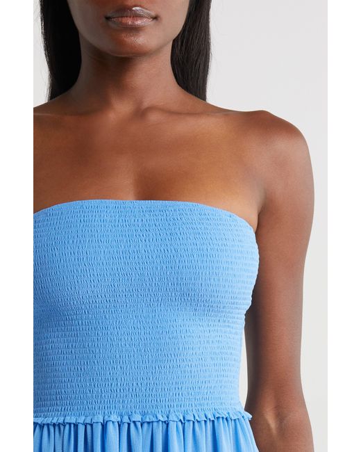 Ramy Brook Blue Calista Strapless Georgette Cover-up Dress