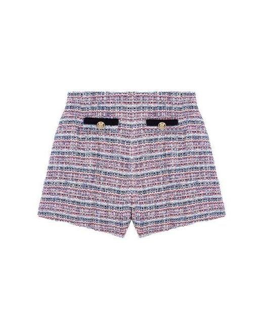 Maje Blue Tweed Shorts With Contrasting Trim