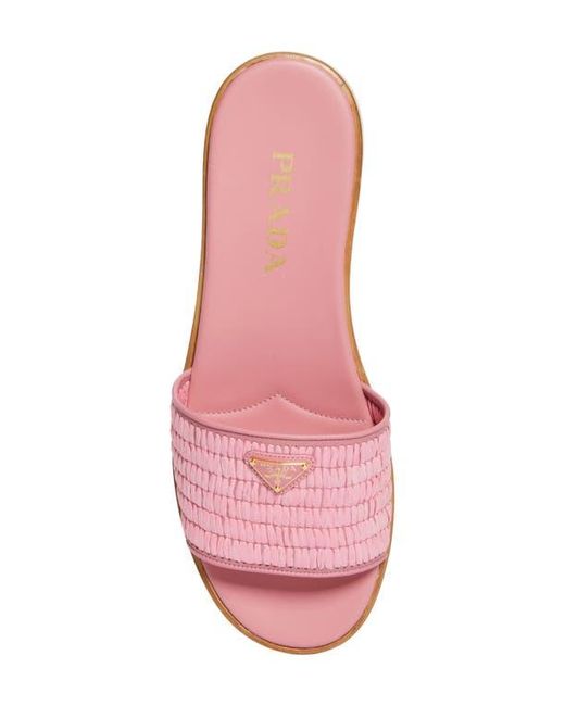 Prada Pink Raffia Slide Sandal