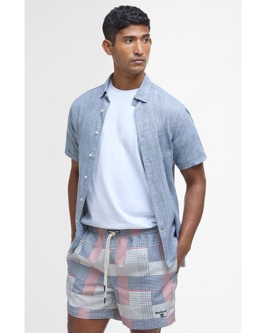 Barbour Blue Patch Swim Trunks for men