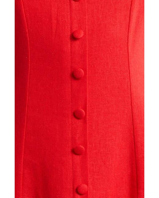 Wayf Red Martini Linen Blend Minidress