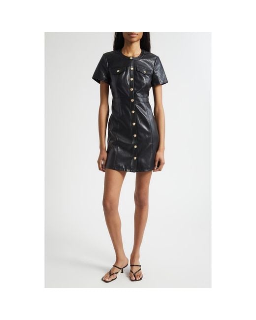 quilted leather dress Women's Shape Black Faux Leather Quilted Detail Bodycon Dress