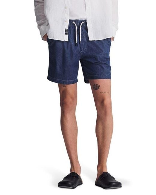 Mavi Blue Clint Drawstring Chambray Shorts for men