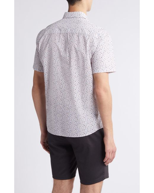 Robert Barakett White Stonefield Mushroom Print Short Sleeve Button-up Shirt for men