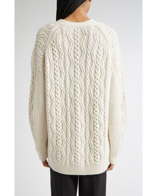 Vince Natural Mixed Stitch Wool & Cashmere Blend Cardigan