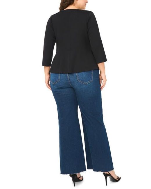 Halogen® Black Rib Peplum Sweater
