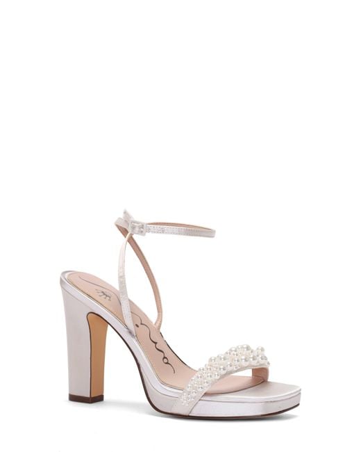 Nina White Evette Ankle Strap Platform Sandal