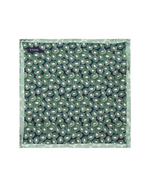Eton of Sweden Green Kiwi Print Silk Pocket Square for men
