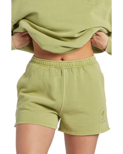 Billabong Green Sunset Cotton Blend Fleece Shorts