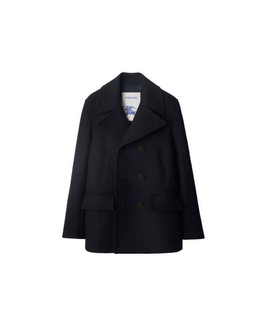 Burberry Blue Wool Pea Coat for men