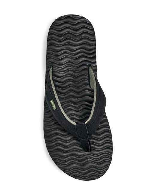 Sanuk Black Ziggy Plush Flip Flop for men