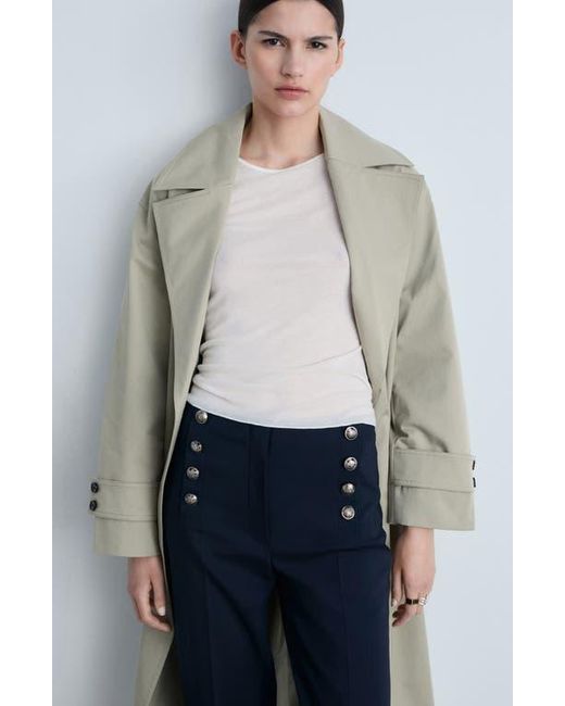 Mango Blue Button Straight Leg Pants