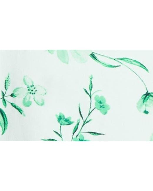 Cece Green Floral Button-Up Top