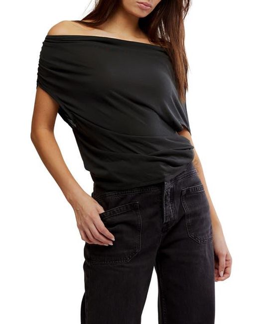 Free People Black Blake Off The Shoulder Knit Top