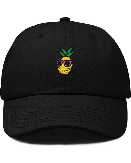 Alix Black Pineapple Embroidered Dad Hat for men