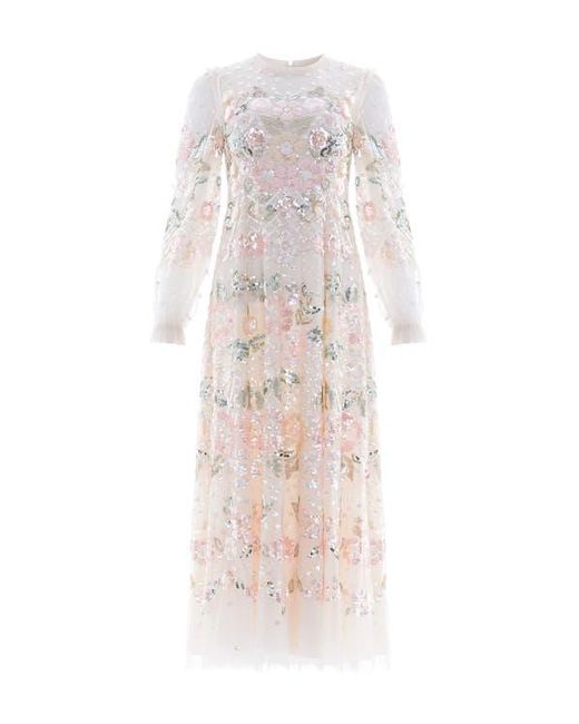 Needle & Thread Pink Rosalie Long Sleeve Ankle Gown