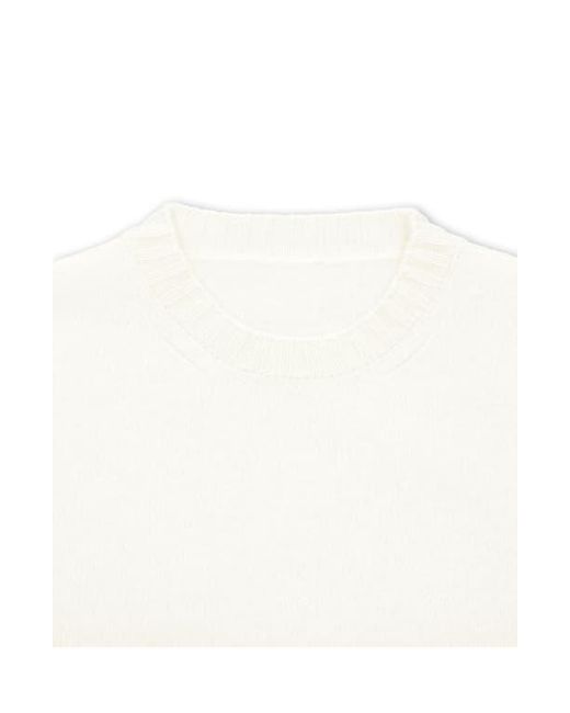 Fortela White Skipper Merino Wool Crewneck Sweater for men