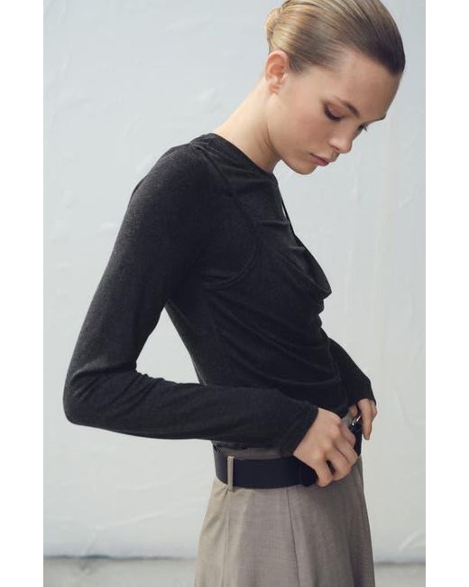 Mango Blue Combine Drape Top