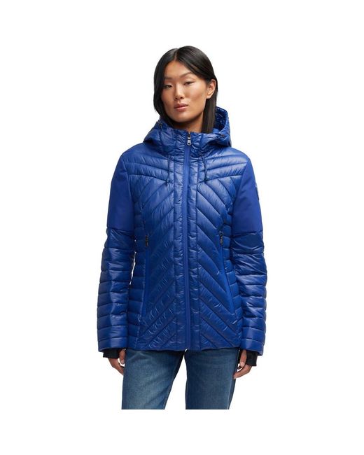 Pajar Blue Esmay Lightweight Mixed Media Quilted Packable Puffer