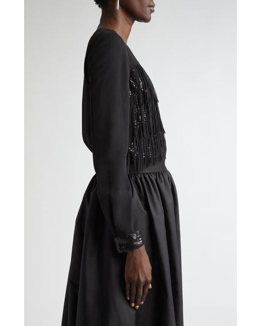 St. John Black Fringe & Sequin Top