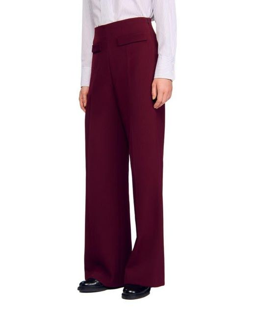 Sandro Red Wide-Leg Trousers