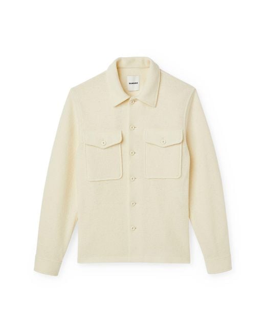 Sandro Bonnie Boiled Wool Overshirt in Natural for Men | Lyst