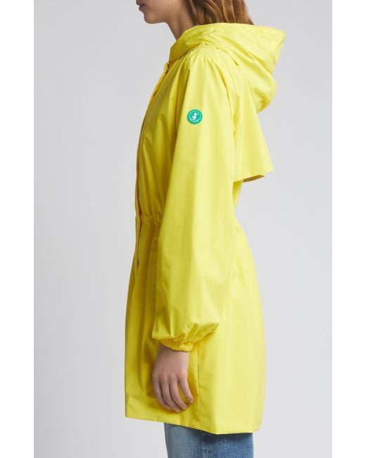 Save The Duck Yellow Fleur Water Resistant Hooded Raincoat