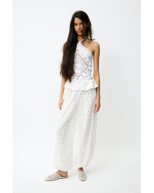 H&M White Interwoven Mules