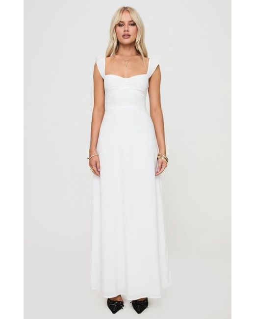 Princess Polly White Landon Lace-Up Back Maxi Dress