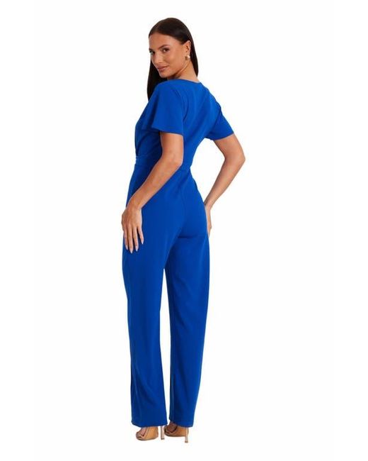 Quiz Blue Scuba Crepe Wrap Front Palazzo Jumpsuit