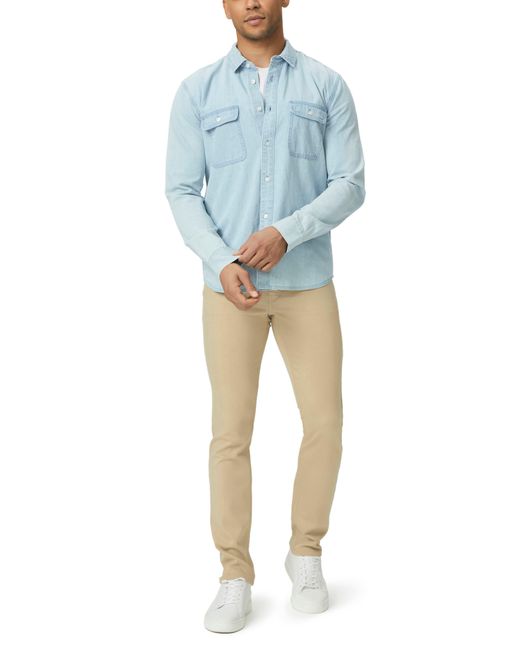 PAIGE Blue Martin Chambray Button-up Shirt for men