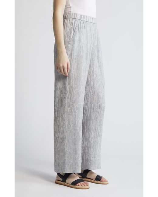 Eileen Fisher Multicolor Organic Linen Wide Leg Pants