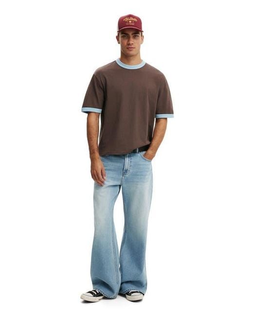 Cotton On Brown Cropped Fit T-Shirt for men